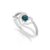 natural london blue topaz heart promise rings in sterling silver
